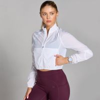 cazadora corta cortavientos de corte ajustado velocity para mujer de mp - blanco - s