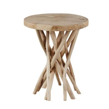 Mesa auxiliar de madera de teca marrón