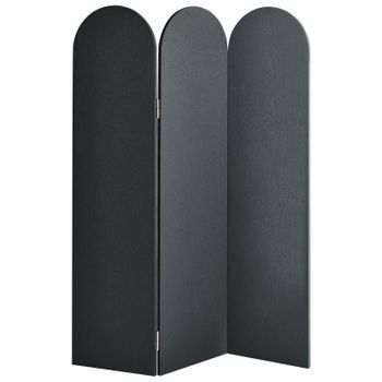 Biombo Separador Decorativo Moderno 3 Paneles Estructura Acero Poliéster Gris Oscuro Slimmy