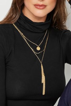 Juego 3 Collares Dorados Con Borlas