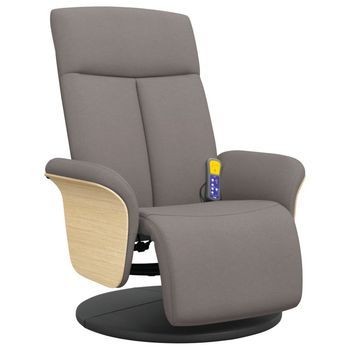 Sillón Reclinable De Masaje Con Reposapiés Tela Gris Taupe Cfw789642