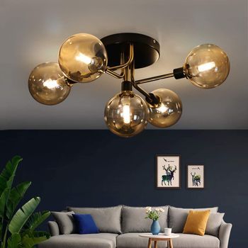 Lámpara De Techo Con Globo De Cristal Para Sala De Estar Zmh