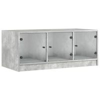 mesa de centro con puertas de vidrio grs hormigon 102x50x42 cm