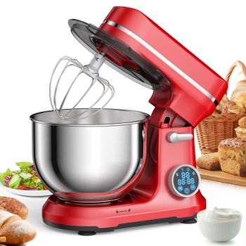 BioloMix Mezclador de pie para alimentos de cocina, motor CC de 1200 W y 11 velocidades, pantalla OLED digital, batidora eléctrica para alimentos con gancho para masa, batidor