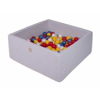 Meowbaby Piscina De Bolas, Cuadrada Seca Para Niños, Gris Oscuro : Rojo/amarillo/perla/azul Perla, 200 Pcs, 90x90x40cm
