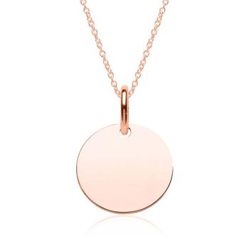 Cadena grabado circular de plata 925 chapada en oro rosa