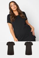 yours juego 2 camiseta negras largas mujer curvy y tallas grandes yours