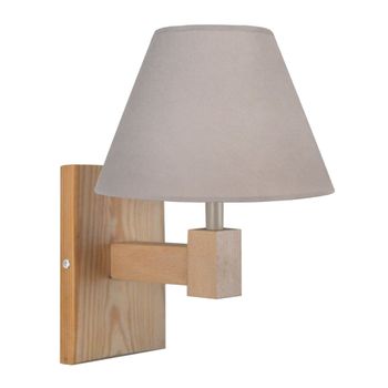 Aplique de pared brazo madera  natural  Pantalla taupe