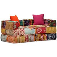 puf modular de 2 plazas de tela patchwork vidaxl