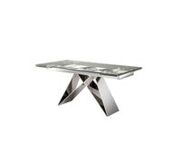 mesa comedor extensible acero inoxidable color cromo serie mika 160cm