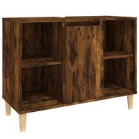 armario de almacenamiento  armario de lavabo madera contrachapada roble ahumado 80x33x60cm