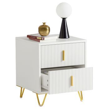 Mesita De Noche Mesa Auxiliar Mobiliario De Salón Moderno Con 2 Cajones L40xp40xh47 Cm Fbt115-w Sobuy Es