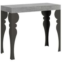 consola oriental extensible de 12 plazas de metal gris hormigon y antracita de 40 a 300 cm torza