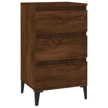 Mesita De Noche Madera Contrachapada Roble Marrón 40x35x70 Cm Vidaxl
