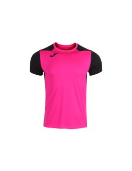 Camiseta De Running Manga Corta Hombre Record II Rosa Flúor Neg