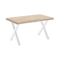 mesa de comedor darek estilo industrial mesa madera patas blancas en x de 140x80 cm