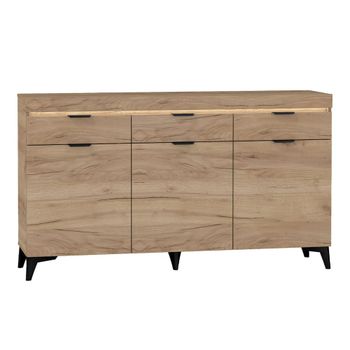 Bufé 3 puertas 3 cajones con led paneles laminados madera