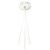 lampara de pie tripode metal blanco pantalla blanco