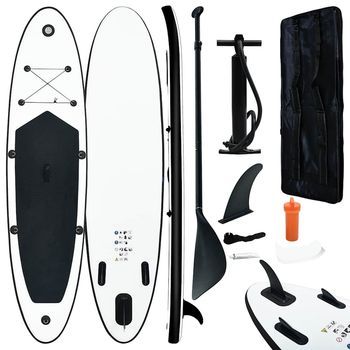 Juego De Tabla De Paddle Surf Hinchable Blanco Y Negro Vidaxl