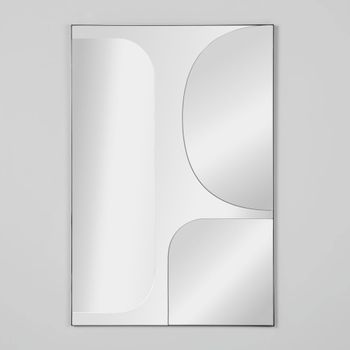 Espejo rectangular de acero negro grabado 75x110 cm