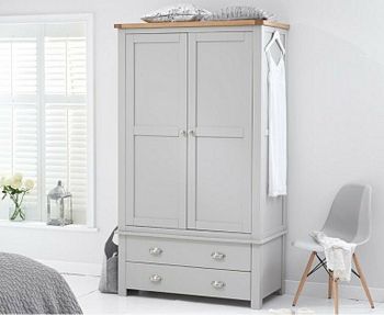Ex-display Somerset Oak and Grey Two Door Two Drawer Wardrobe