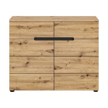 Cómoda 2 puertas y 2 cajones l100 cm - efecto madera clara