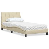 cama individual  cama para adultos  cama con colchon tela color crema 100x200 cm cfw507454
