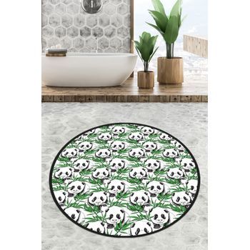 Alfombra De Baño Green Panda Círculo Djt 200 Multicolor