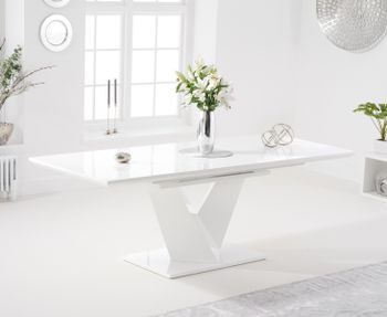 Halo 160cm White High Gloss Extending Dining Table