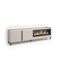 mueble tv marbella-01 con chimenea y luces led integradas
