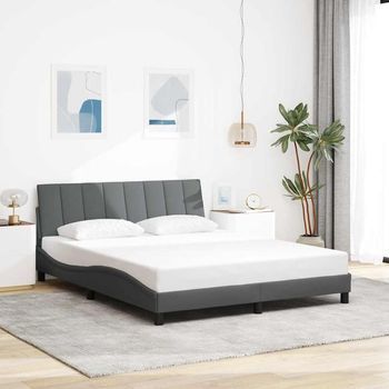 Cama Matrimonial | Cama Para Adultos | Cama Sin Colchón De Tela Gris Oscuro 160x200 Cm Cfw887173