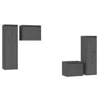 muebles para tv 4 piezas madera maciza de pino gris vidaxl