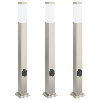 Balizas De Luz Con Toma De Corriente, 3 Unidades, 80 Cm, Acero Inoxidable, Ip44 Vidaxl