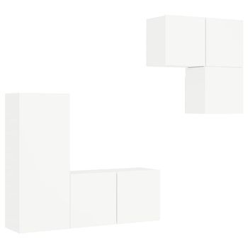 Muebles De Tv De Pared 4 Piezas Madera De Ingeniería Blanco Vidaxl