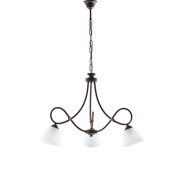 Dallas - Lámpara De Araña Negra Con Decoración Óxido Y Oro Antiguo, Difusores De Cristal Blanco, 3 Luces