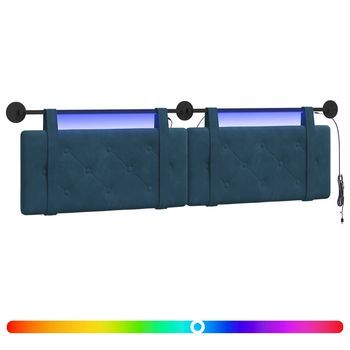 Cabecero Colgante Con Luz Led Azul Terciopelo Vidaxl