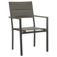 pack 2 uds sillas de jardin  silla de exterior  sillon acero y textilene gris y antracita