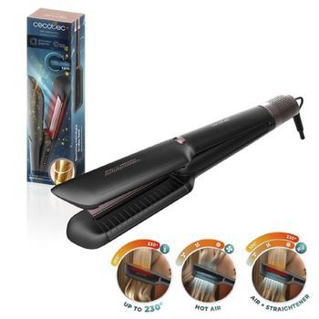 Cecotec Plancha De Pelo Con Aire Air Lisse Black. 600w, Protege El Cabello, Tecnología Iónica, Keratina Y Aceite De Argán
