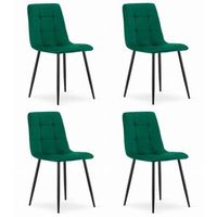 set de 4 silla de comedor terciopelo valora pira asiento de terciopelo verde oscuro