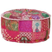 puf redondo de pachtwork algodon hecho a mano 40x20 cm rosa vidaxl
