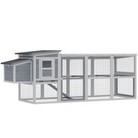 pawhut gallinero casa para 3-4 gallinas con corral nido techo asfaltico cubierta oxford cajon extraible 264x82x89cm gris