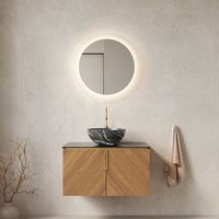 mueble de bano con lavabo - suspendido - contrachapado - roble y negro 76x50x551cm