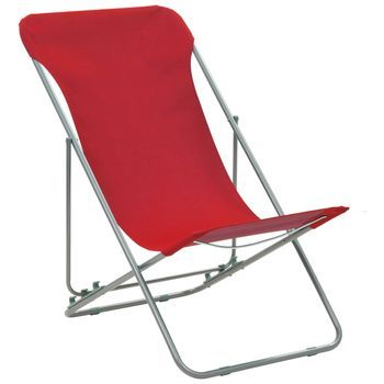 Pack 2 Uds Sillón De Playa| Sillas De Playa Plegables Acero Y Tela Oxford Roja