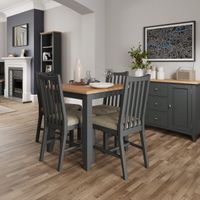 arlia oak and grey painted fixed top dining table