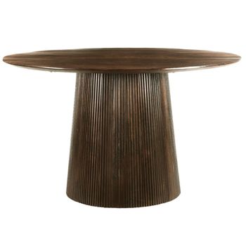 Mesa de comedor redonda 4 personas d130 madera marrón