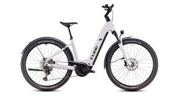 Cube nuride hybrid exc 800 allroad bicicleta electrica hibrida de facil acceso shimano deore deore xt 12s 800 wh 29   algodon blanco gris 2025