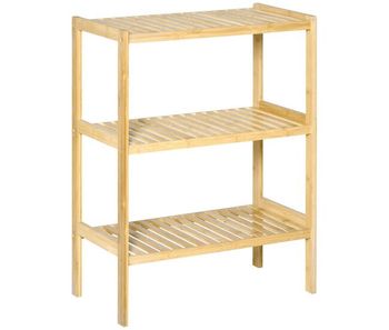 Homcom estantería de bambú de 3 niveles estantería de pie moderno estante de almacenamiento para baño cocina salón dormitorio antivuelco 62x33x80 cm natural