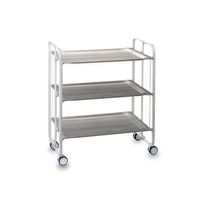 carrito auxiliar plegable bauhaus blanco con ruedas  3 niveles y 3 posicionesfresno