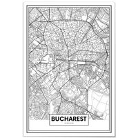 panorama cuadro de metacrilato mapa de ciudad bucarest 70x100 cm
