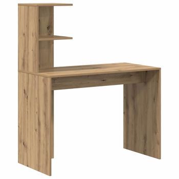 Escritorio | Mesa De Trabajo Con Estante Roble Artesanal 102 X 50 X 124 Cm